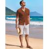 imageCOOFANDY Mens Knit Button Down Shirt Short Sleeve Vintage Polo Shirts Summer Casual Beach TopsCaramel