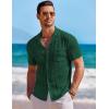 imageCOOFANDY Mens Knit Button Down Shirt Short Sleeve Vintage Polo Shirts Summer Casual Beach TopsGreen