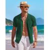imageCOOFANDY Mens Knit Button Down Shirt Short Sleeve Vintage Polo Shirts Summer Casual Beach TopsGreen