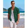 imageCOOFANDY Mens Knit Button Down Shirt Short Sleeve Vintage Polo Shirts Summer Casual Beach TopsGreen