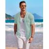 imageCOOFANDY Mens Knit Button Down Shirt Short Sleeve Vintage Polo Shirts Summer Casual Beach TopsIce Green