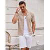 imageCOOFANDY Mens Knit Button Down Shirt Short Sleeve Vintage Polo Shirts Summer Casual Beach TopsKhaki