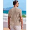 imageCOOFANDY Mens Knit Button Down Shirt Short Sleeve Vintage Polo Shirts Summer Casual Beach TopsKhaki