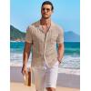 imageCOOFANDY Mens Knit Button Down Shirt Short Sleeve Vintage Polo Shirts Summer Casual Beach TopsKhaki