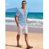 imageCOOFANDY Mens Knit Button Down Shirt Short Sleeve Vintage Polo Shirts Summer Casual Beach TopsLight Blue