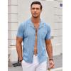 imageCOOFANDY Mens Knit Button Down Shirt Short Sleeve Vintage Polo Shirts Summer Casual Beach TopsLight Blue