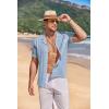 imageCOOFANDY Mens Knit Button Down Shirt Short Sleeve Vintage Polo Shirts Summer Casual Beach TopsLight Bluewhite