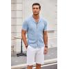 imageCOOFANDY Mens Knit Button Down Shirt Short Sleeve Vintage Polo Shirts Summer Casual Beach TopsLight Bluewhite
