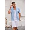 imageCOOFANDY Mens Knit Button Down Shirt Short Sleeve Vintage Polo Shirts Summer Casual Beach TopsLight Bluewhite