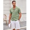 imageCOOFANDY Mens Knit Button Down Shirt Short Sleeve Vintage Polo Shirts Summer Casual Beach TopsLight Green