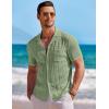 imageCOOFANDY Mens Knit Button Down Shirt Short Sleeve Vintage Polo Shirts Summer Casual Beach TopsLight Green