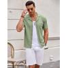 imageCOOFANDY Mens Knit Button Down Shirt Short Sleeve Vintage Polo Shirts Summer Casual Beach TopsLight Green