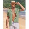 imageCOOFANDY Mens Knit Button Down Shirt Short Sleeve Vintage Polo Shirts Summer Casual Beach TopsLight Green
