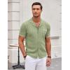 imageCOOFANDY Mens Knit Button Down Shirt Short Sleeve Vintage Polo Shirts Summer Casual Beach TopsLight Greenwhite