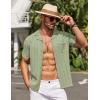 imageCOOFANDY Mens Knit Button Down Shirt Short Sleeve Vintage Polo Shirts Summer Casual Beach TopsLight Greenwhite