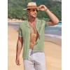 imageCOOFANDY Mens Knit Button Down Shirt Short Sleeve Vintage Polo Shirts Summer Casual Beach TopsLight Greenwhite