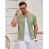 imageCOOFANDY Mens Knit Button Down Shirt Short Sleeve Vintage Polo Shirts Summer Casual Beach TopsLight Greenwhite
