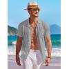 imageCOOFANDY Mens Knit Button Down Shirt Short Sleeve Vintage Polo Shirts Summer Casual Beach TopsLight Grey