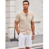 imageCOOFANDY Mens Knit Button Down Shirt Short Sleeve Vintage Polo Shirts Summer Casual Beach TopsLight Khaki