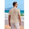 imageCOOFANDY Mens Knit Button Down Shirt Short Sleeve Vintage Polo Shirts Summer Casual Beach TopsLight Khaki
