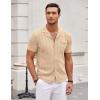 imageCOOFANDY Mens Knit Button Down Shirt Short Sleeve Vintage Polo Shirts Summer Casual Beach TopsLight Khakibrown