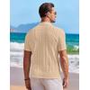 imageCOOFANDY Mens Knit Button Down Shirt Short Sleeve Vintage Polo Shirts Summer Casual Beach TopsLight Khakibrown
