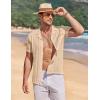 imageCOOFANDY Mens Knit Button Down Shirt Short Sleeve Vintage Polo Shirts Summer Casual Beach TopsLight Khakibrown