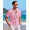 imageCOOFANDY Mens Knit Button Down Shirt Short Sleeve Vintage Polo Shirts Summer Casual Beach TopsLight Pink