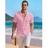 imageCOOFANDY Mens Knit Button Down Shirt Short Sleeve Vintage Polo Shirts Summer Casual Beach TopsLight Pink