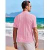 imageCOOFANDY Mens Knit Button Down Shirt Short Sleeve Vintage Polo Shirts Summer Casual Beach TopsLight Pink