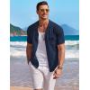 imageCOOFANDY Mens Knit Button Down Shirt Short Sleeve Vintage Polo Shirts Summer Casual Beach TopsNavy Blue
