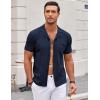 imageCOOFANDY Mens Knit Button Down Shirt Short Sleeve Vintage Polo Shirts Summer Casual Beach TopsNavy Blue