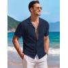 imageCOOFANDY Mens Knit Button Down Shirt Short Sleeve Vintage Polo Shirts Summer Casual Beach TopsNavy Blue