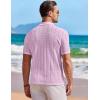 imageCOOFANDY Mens Knit Button Down Shirt Short Sleeve Vintage Polo Shirts Summer Casual Beach TopsPink