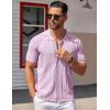 imageCOOFANDY Mens Knit Button Down Shirt Short Sleeve Vintage Polo Shirts Summer Casual Beach TopsPink