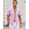 imageCOOFANDY Mens Knit Button Down Shirt Short Sleeve Vintage Polo Shirts Summer Casual Beach TopsPink