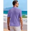 imageCOOFANDY Mens Knit Button Down Shirt Short Sleeve Vintage Polo Shirts Summer Casual Beach TopsPurple