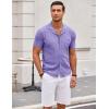 imageCOOFANDY Mens Knit Button Down Shirt Short Sleeve Vintage Polo Shirts Summer Casual Beach TopsPurple
