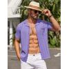 imageCOOFANDY Mens Knit Button Down Shirt Short Sleeve Vintage Polo Shirts Summer Casual Beach TopsPurple