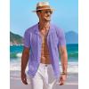 imageCOOFANDY Mens Knit Button Down Shirt Short Sleeve Vintage Polo Shirts Summer Casual Beach TopsPurple