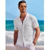 imageCOOFANDY Mens Knit Button Down Shirt Short Sleeve Vintage Polo Shirts Summer Casual Beach TopsWhite