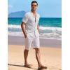 imageCOOFANDY Mens Knit Button Down Shirt Short Sleeve Vintage Polo Shirts Summer Casual Beach TopsWhite