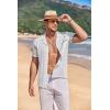 imageCOOFANDY Mens Knit Button Down Shirt Short Sleeve Vintage Polo Shirts Summer Casual Beach TopsWhitebrown
