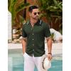 imageCOOFANDY Mens Knit Button Down Shirt Vintage Short Sleeve Polo Shirts Casual Beach TopsArmy Green