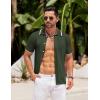 imageCOOFANDY Mens Knit Button Down Shirt Vintage Short Sleeve Polo Shirts Casual Beach TopsArmy Green