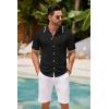 imageCOOFANDY Mens Knit Button Down Shirt Vintage Short Sleeve Polo Shirts Casual Beach TopsBlack