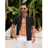 imageCOOFANDY Mens Knit Button Down Shirt Vintage Short Sleeve Polo Shirts Casual Beach TopsBlack