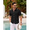 imageCOOFANDY Mens Knit Button Down Shirt Vintage Short Sleeve Polo Shirts Casual Beach TopsBlack