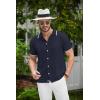 imageCOOFANDY Mens Knit Button Down Shirt Vintage Short Sleeve Polo Shirts Casual Beach TopsBlue