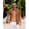 imageCOOFANDY Mens Knit Button Down Shirt Vintage Short Sleeve Polo Shirts Casual Beach TopsBrown